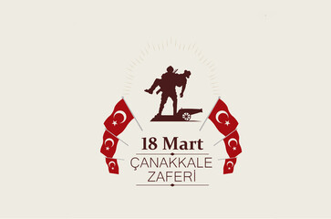 18 March, Canakkale Victory Day Turkey celebration card. (Turkish name; 18 mart Canakkale zaferi illustration)