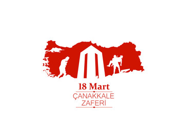 18 March, Canakkale Victory Day Turkey celebration card. (Turkish name; 18 mart Canakkale zaferi illustration)