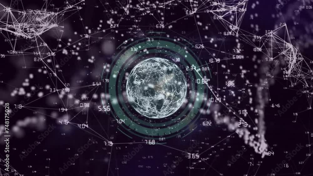 Poster animation of data processing and shapes over globe