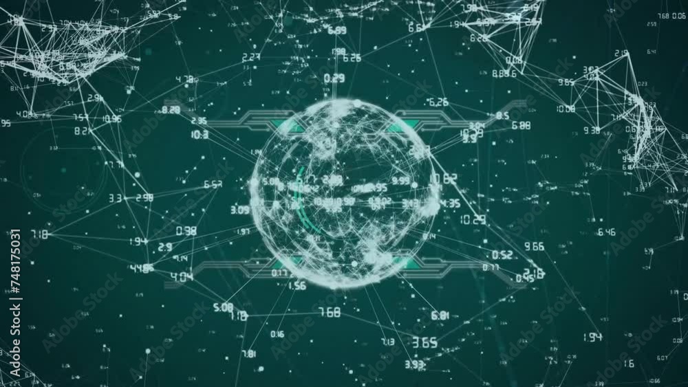 Poster animation of data processing and shapes over globe
