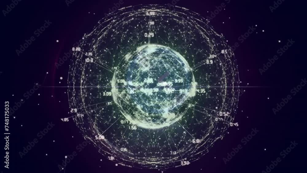Poster animation of data processing and shapes over globe