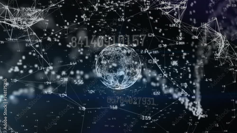 Poster animation of data processing and shapes over globe