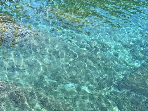 Clear sea water with blue turquoise surface 
