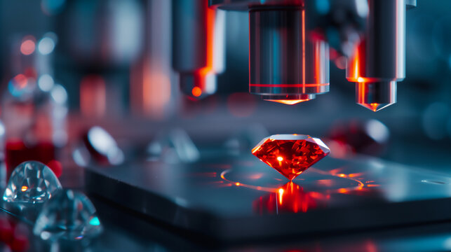 Precision-Cut Artificial Diamonds in High-Tech Lab Environment - Synthetics, Gemology, Advanced Manufacturing (AI Generated)