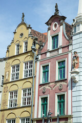Fototapeta na wymiar Gdansk Old Town Residential Houses With Sculptures