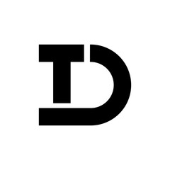 Letter Td simple line shape modern monogram typography unique logo