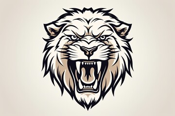 Roaring lion head icon sticker clipart illustration and esports mascot logo concept