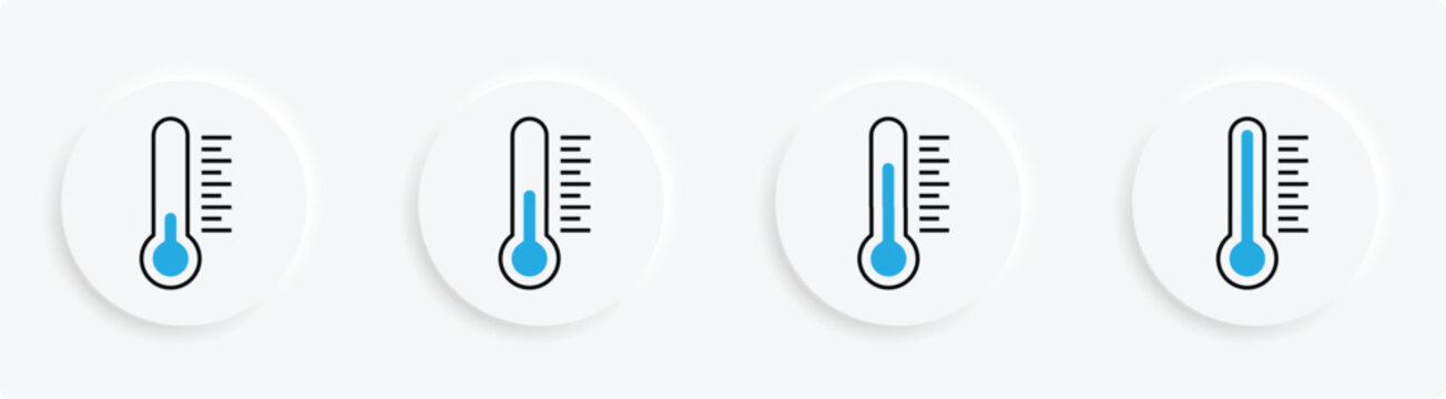 Thermometer icon set, Weather Sign. Temperature Scale Symbol, Different temperatures. Flat vector thermometer icons. Vector EPS 10