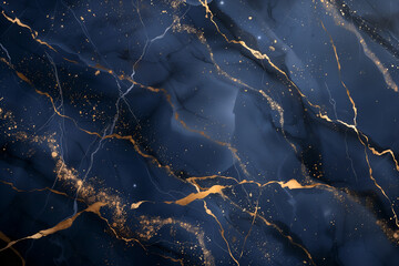Blue with gold luxury marble abstract background. Liquid marble ink texture. Close-up surface grunge stone texture