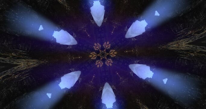 Gold and blue rosette patterns morphing slowly