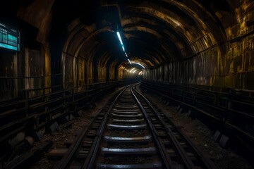 Fototapeta na wymiar railway tunnel in the night