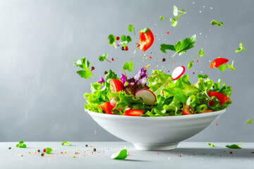 Fresh Salad Bowl With Lettuce and Tomatoes