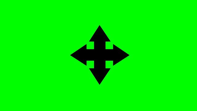 animation of arrows indicating up, down, right and left senses. On a green chrome key background