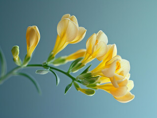 Yellow Freesia Flowers on a light background