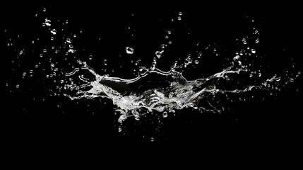 clear water splash isolated on black background