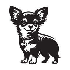 Elegant Chihuahua Silhouettes, Chihuahua Silhouettes Showcase, Chihuahua Silhouette Black and White - illustration