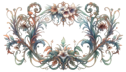 Intricate baroque floral frame vector ideal for elegant invitations and classic design elements
