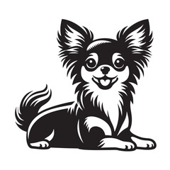 Elegant Chihuahua Silhouettes, Chihuahua Silhouettes Showcase, Chihuahua Silhouette Black and White - illustration