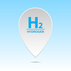 Obraz premium Hydrogen symbol on the map pointer. Vector illustration.