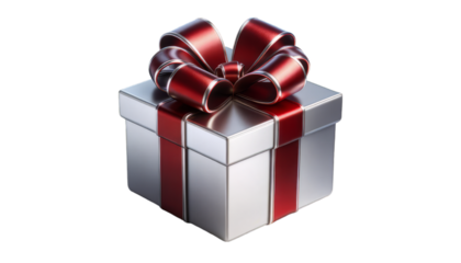 Realistic 3D illustration of a gift box with a shiny red ribbon perfect for celebration and present themes