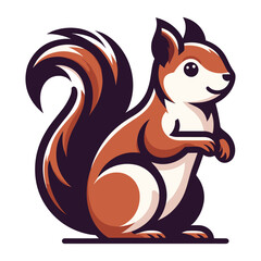 Cute squirrel full body character vector illustration, fluffy adorable squirrel chipmunk design template isolated on white background