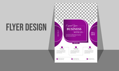 Modern advertising company business flyer design. Unique marketing abstract a4 leaflet design template.