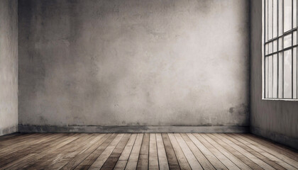 concrete wall and wooden floor, background with copy space