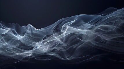 Abstract Smoke Swirls with Wavy Lines on a Dark Background - obrazy, fototapety, plakaty