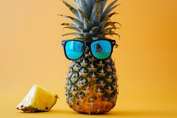Pineapple with Sunglasses in Tropical Colors