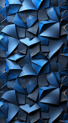Interlocking blue shapes on a textured surface, creating a 3D effect
