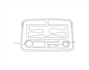 Continuous Line Drawing Of Old Fashioned Analog Radio Tape. One Line Of Radio Tape. Radio Tape Continuous Line Art. Editable Outline.
