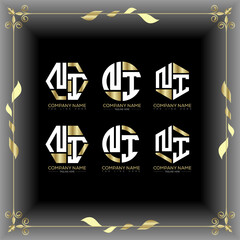 NI letter luxury logo set design.NI monogram polygonal and circle shape vector. NI luxury design.
