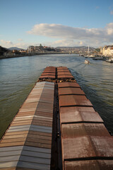 Obraz premium Cargo Barge on the Danube