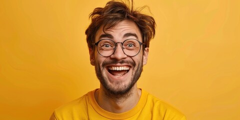 emotional portrait of happy british man in glasses. ai generated - obrazy, fototapety, plakaty
