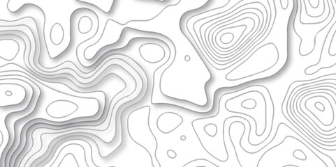 Topographic map background geographic line map with seamless white paper wave design. The black on white contours vector topography stylized height of the lines map.	 - obrazy, fototapety, plakaty