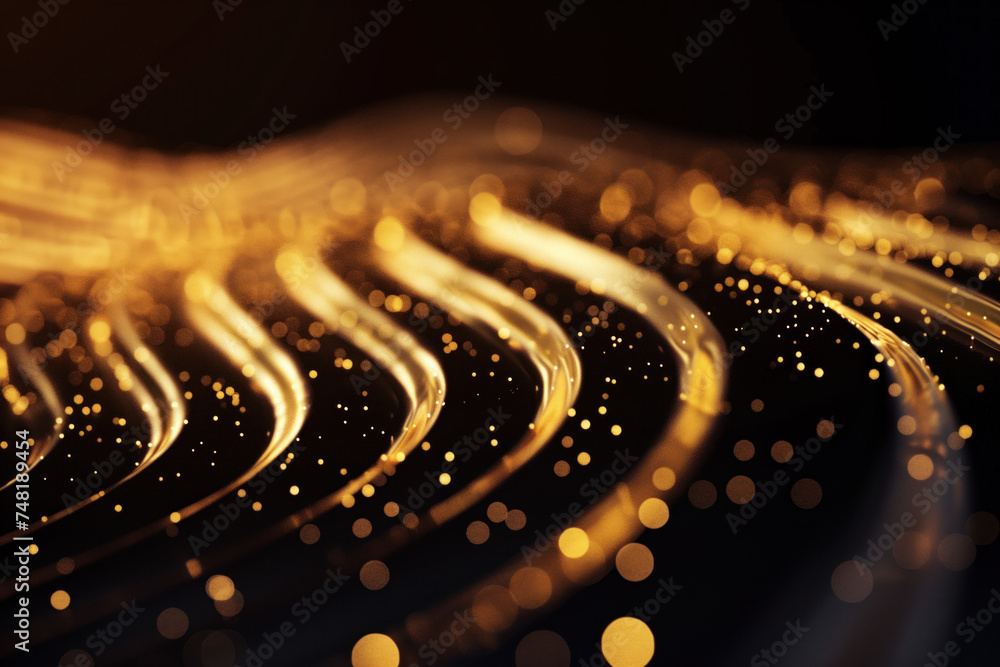Poster abstract background with reflections and caustics. black and gold. futuristic background image. crea