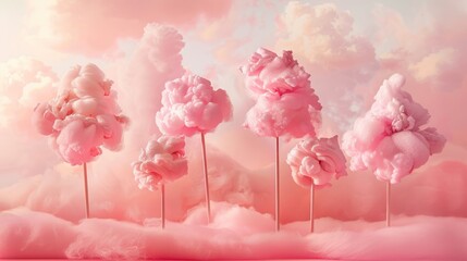 Obraz premium Whimsical Cotton Candy Delight in Pastel Colors Evoking Childlike Wonder and Joy