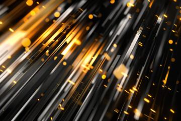 Abstract background with reflections and caustics. Black and gold. Futuristic background image. Created with Generative AI technology.