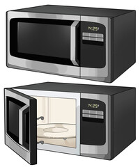 microwave oven isolated, 2D illustration with transparent background