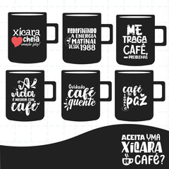 set of phrases to decorate a coffee cup in Brazilian Portuguese