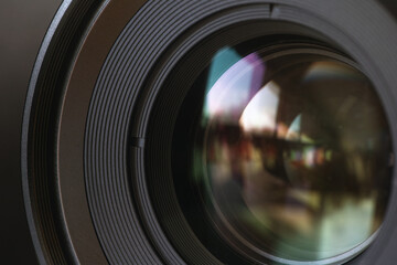 A close up shot of a camera lens.