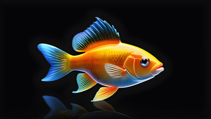  pets fish emoji on black background. color fish cartoon. Pet fish emoji on a black background. fish illustration. fish cartoon funny face