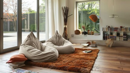 Rustic Charm Bean Bag in Modern Home