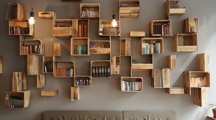 Elegant Wooden Wall Bookshelf