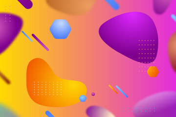 Colorful geometric gradient background. Trendy gradient fluid shapes backdrop, blurred in motion