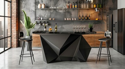 Geometric Bar Table in Modern Home