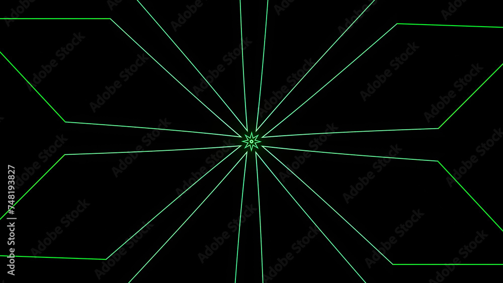 Poster geometric floral pattern with flashing movements. animation. cyber pattern with geometric lines on b