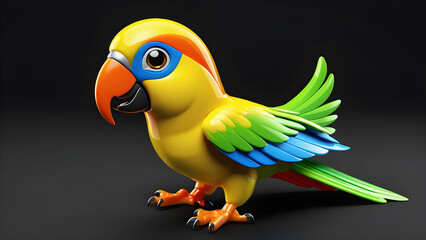 color parrot cartoon. a pet parrot emoji on a black background. cute parrots isolated