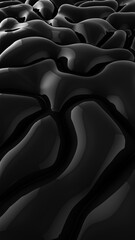 Fototapeta na wymiar Abstract black vertical background. Smooth black wave. Glossy Plastic. Dark luxury texture. Oil, petroleum. Black tar, gum. 3d rendering illustration not AI