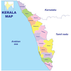 Kerala map vector illustration on white background